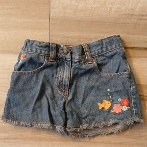 Gymboree Tropical Garden Frayed Denim Short Embroidery Size 4 (I)